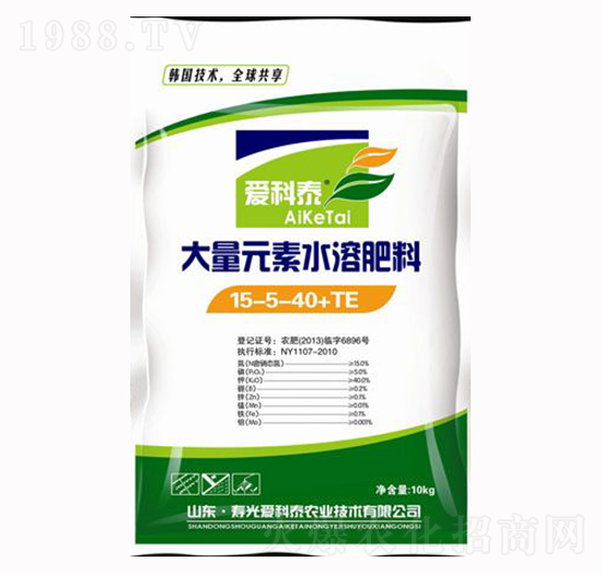 大量元素水溶肥料15-5-40+TE-愛(ài)科泰