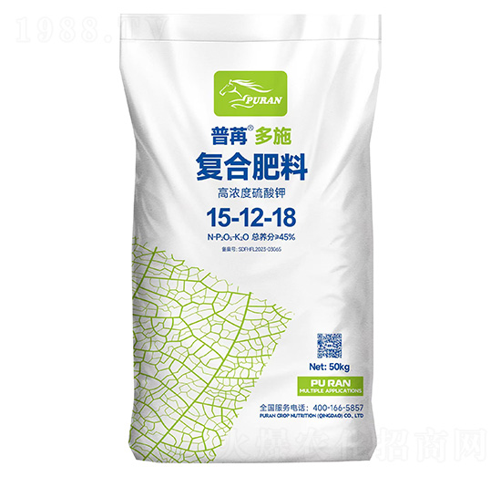高濃度硫酸鉀復(fù)合肥料15-12-18-普苒多施